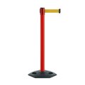 Montour Line Stanchion Belt Barrier Rubber Base Red Post 9ft.Yellow Belt MSR630-RD-YW-90